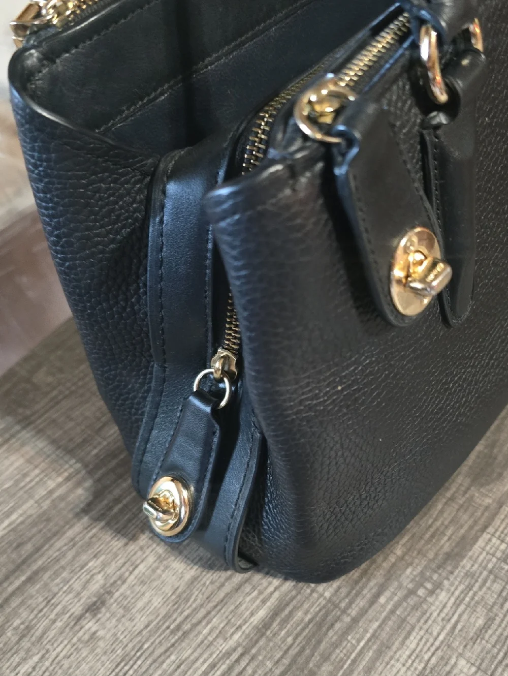 Coach Brooklyn 28 Black Pebbled Leather Satchel with Gold Hardware - Picture 2 of 5